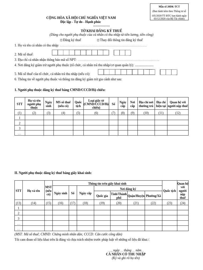 T Khai Đăng Ký NPT | PDF