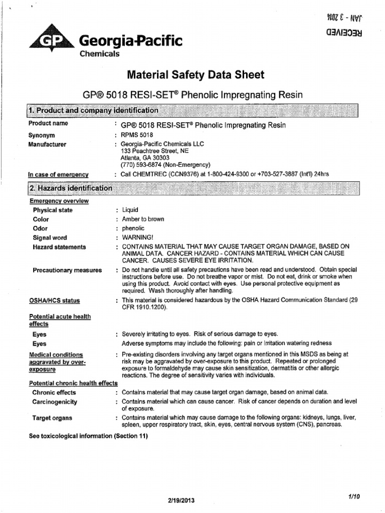 GP 5018 RESI SET Phenolic Impregnating Resin | PDF