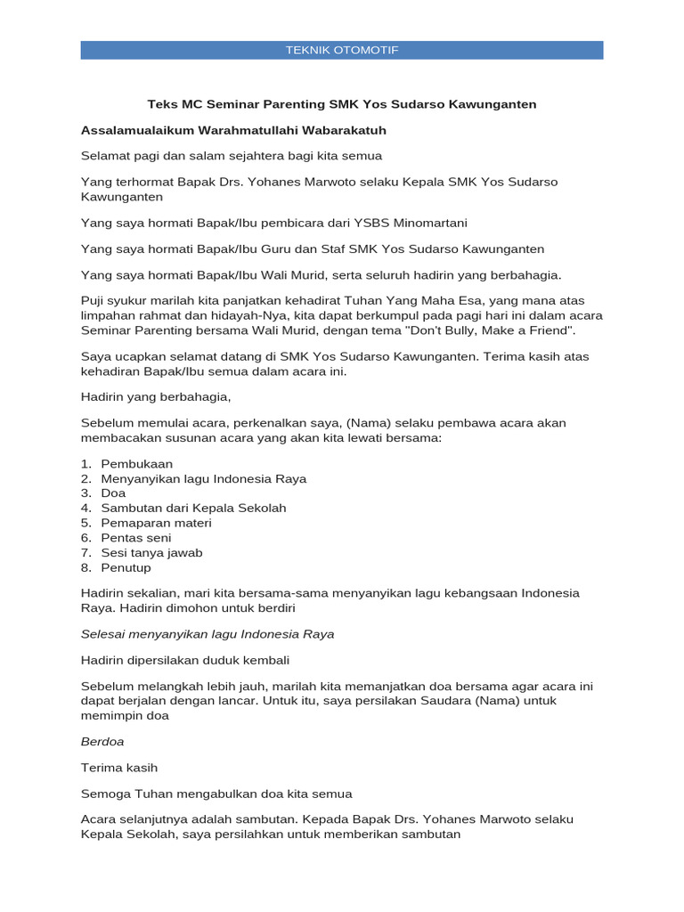 Teks MC TO | PDF
