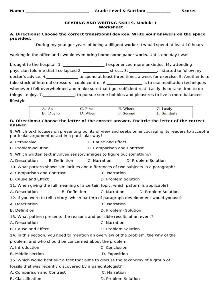 Reading & Writing 1 | PDF
