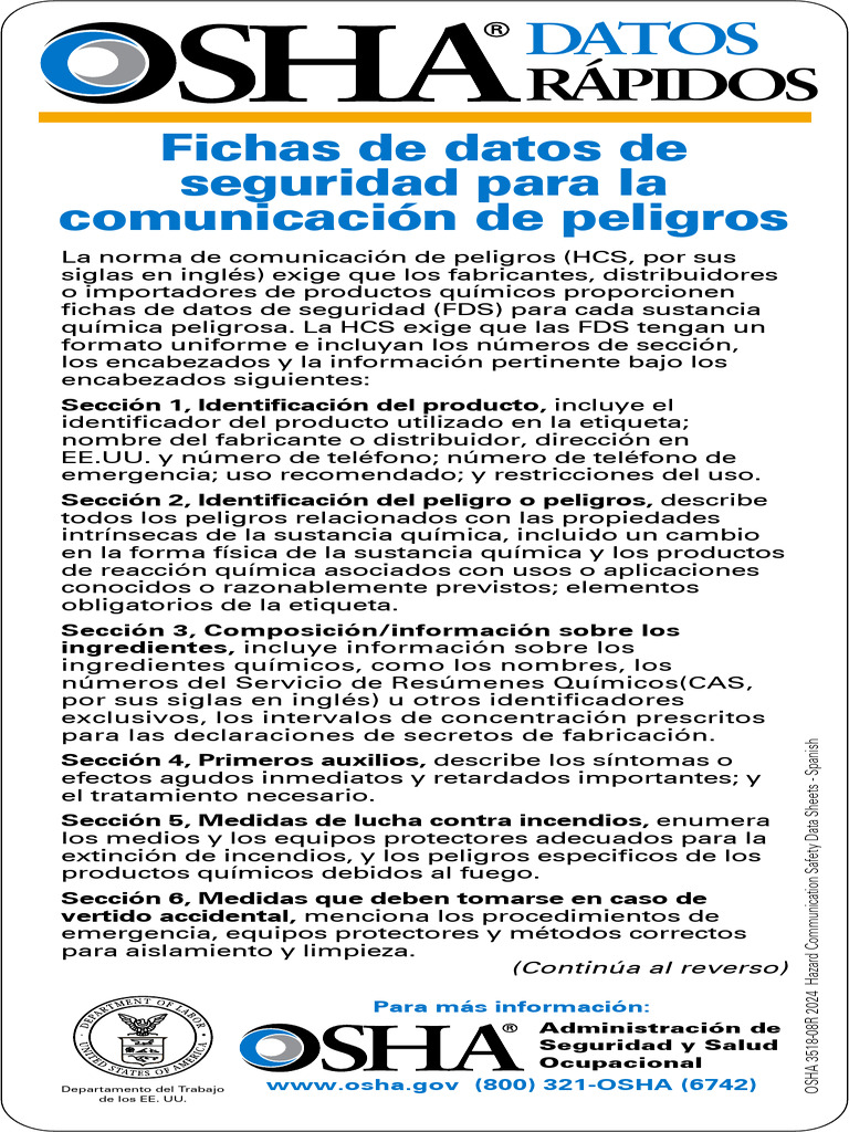 Fichas de datos de seguridad para la comunicación de peligros