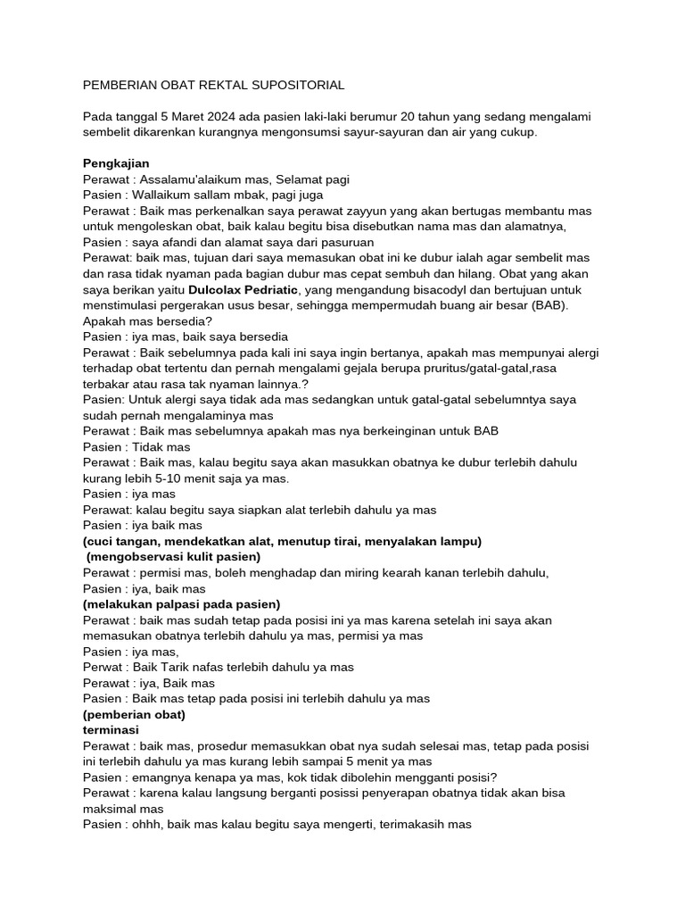 Pemberian Obat Rektal untuk Sembelit | PDF