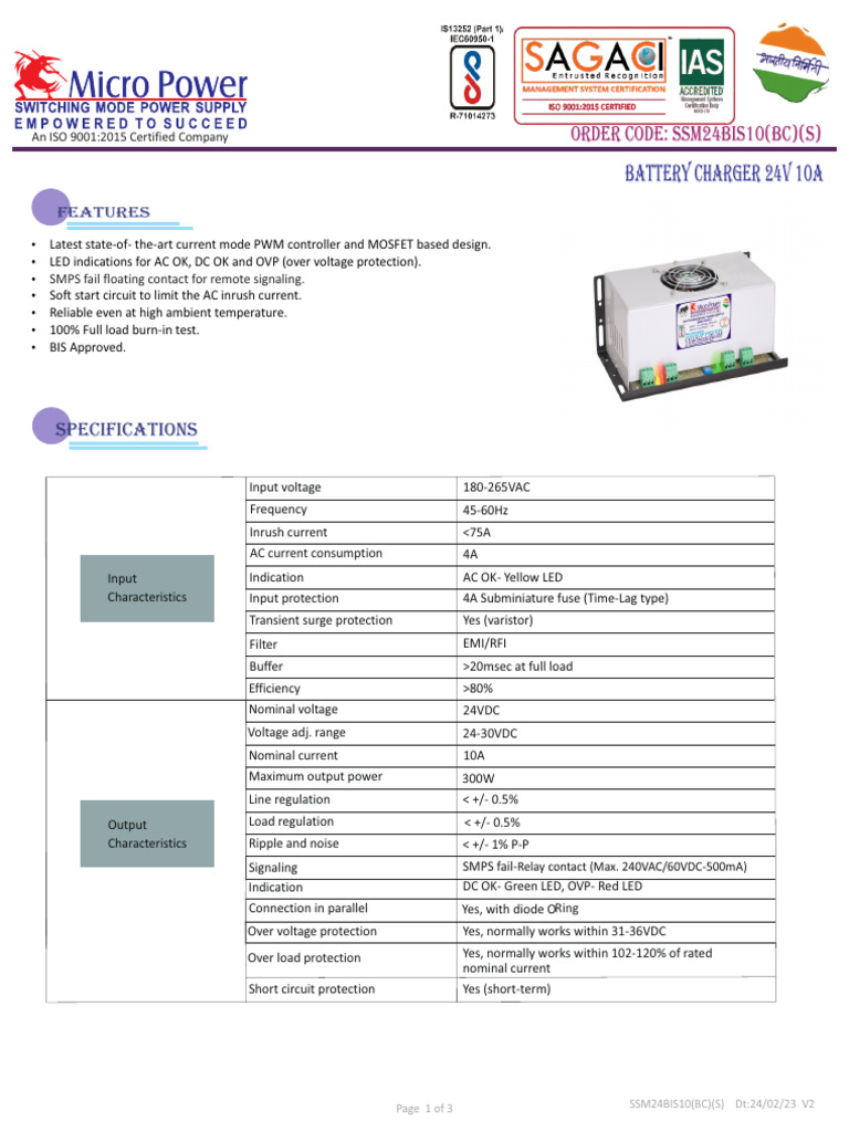 Battery Chargers For VCB Panel - Micropower India | PDF | Electricity ...