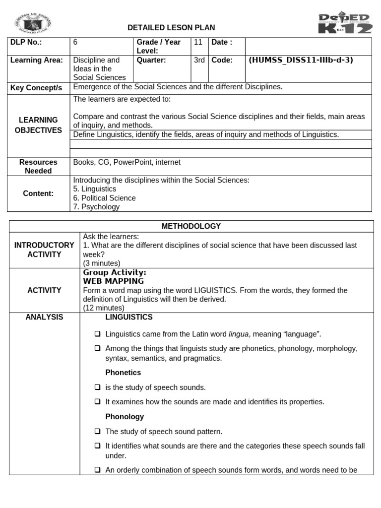 Diss Lesson Plan 6.6 | PDF