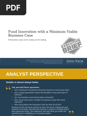 IT Fund Innovation With a Minimum Viable Business Case Executive Brief
