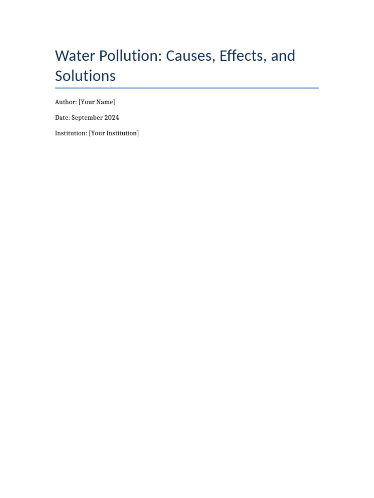 Causes and Effects of Water Pollution | PDF | Water Pollution | Pollution