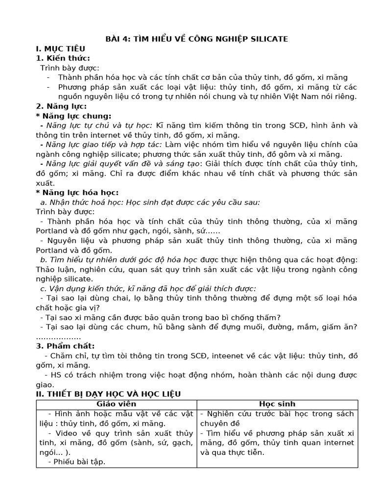 14. GA CĐ HÓA 12 - CD - BÀI 4 - TÌM HIỂU VỀ CÔNG NGHIỆP SILICATE ...