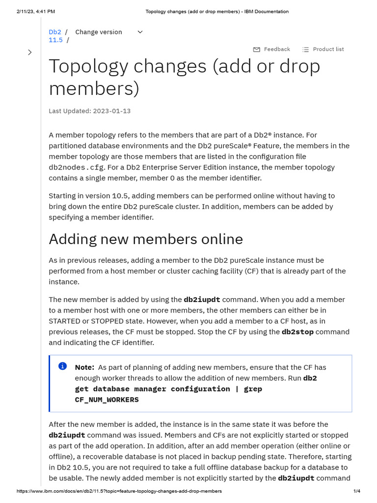 Topology changes add or drop members ibm documentation pdf