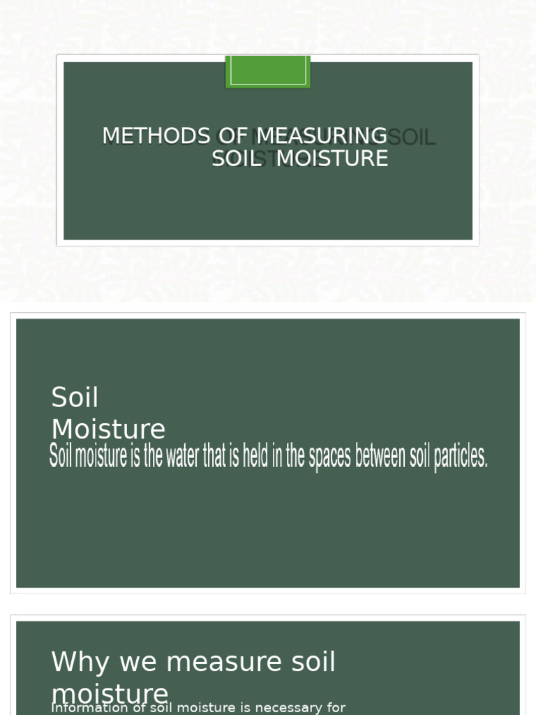 Ex No 1 Soil Water Measurement Ppt Pdf
