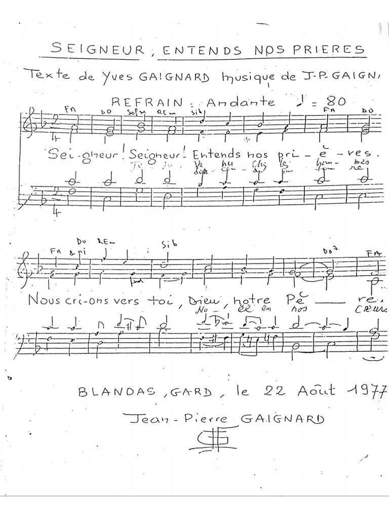 Seigneur Entends Nos prières-JP Gaignard | PDF