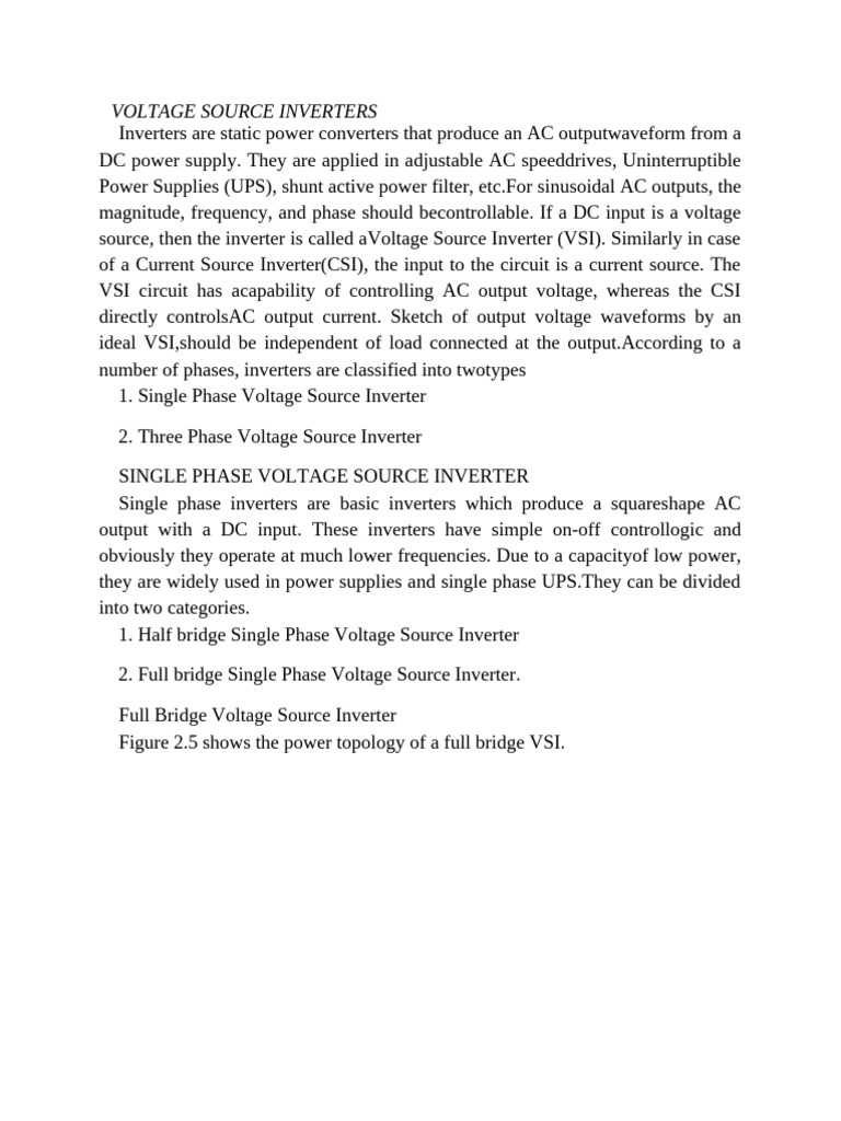 Voltage Source Inverters - PV | PDF | Power Inverter | Power Supply