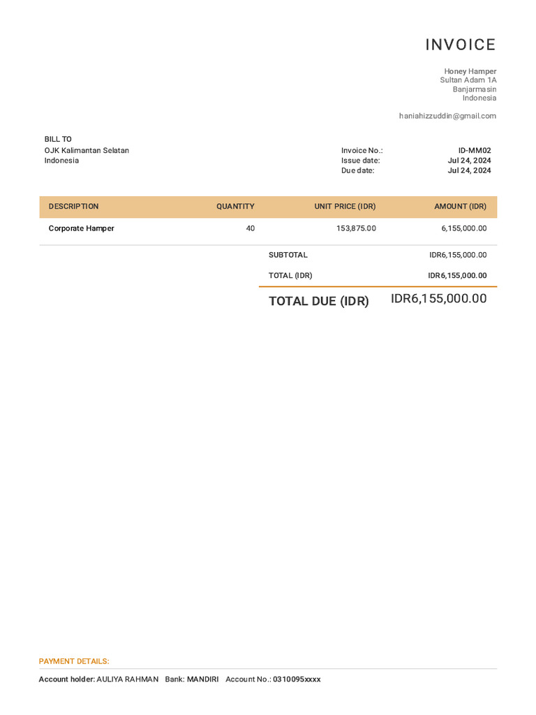 Invoice total due idr idr6 155 000 00 pdf