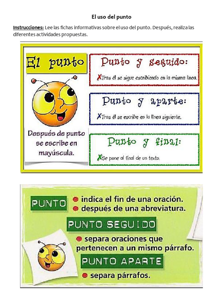 Cuadernillo Del Uso de La Coma y El Punto | PDF