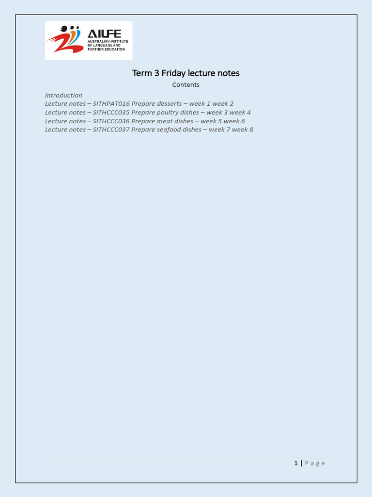 Term 3 Lecture Notes - 2022 | PDF