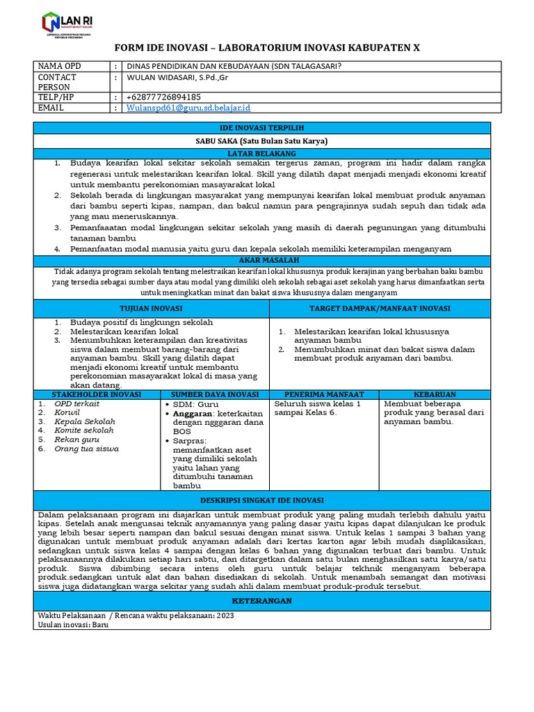 Contoh Form Diagnose (D2) (1) | PDF