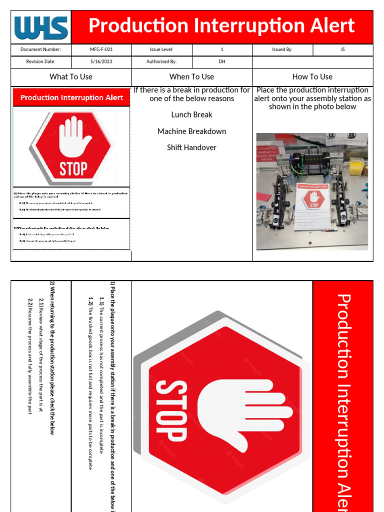 MFG-F-021 Production Interruption Alert | PDF