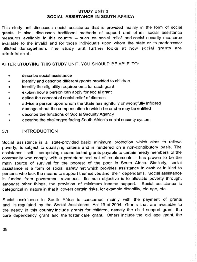 Social Assistance in South Africa | PDF