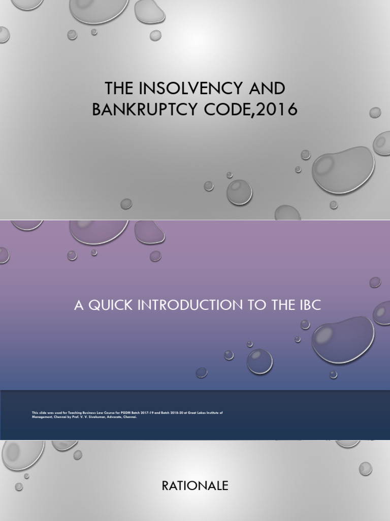 The Insolvency and Bankruptcy Code, 2016 | PDF