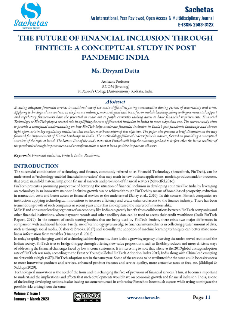 The Future of Financial Inclusion Through Fintech | PDF