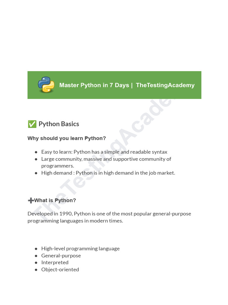 Master - Python.in.7.days .Conquer - Your.coding - Fears | PDF