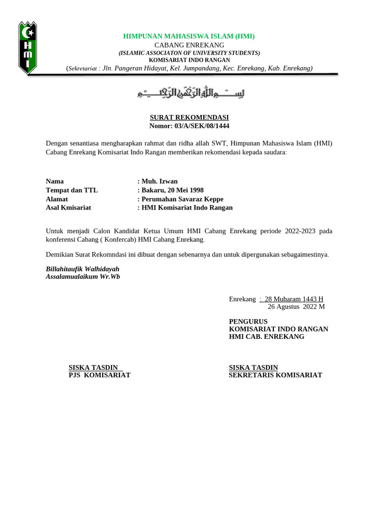 Surat Rekomendasi 1 Pdf