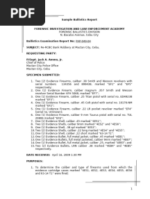 Ballistics Report Sample