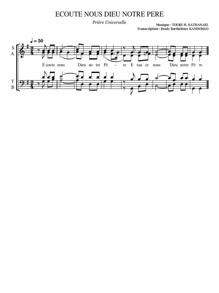 Ecoute Nous Dieu Notre Pere Pdf