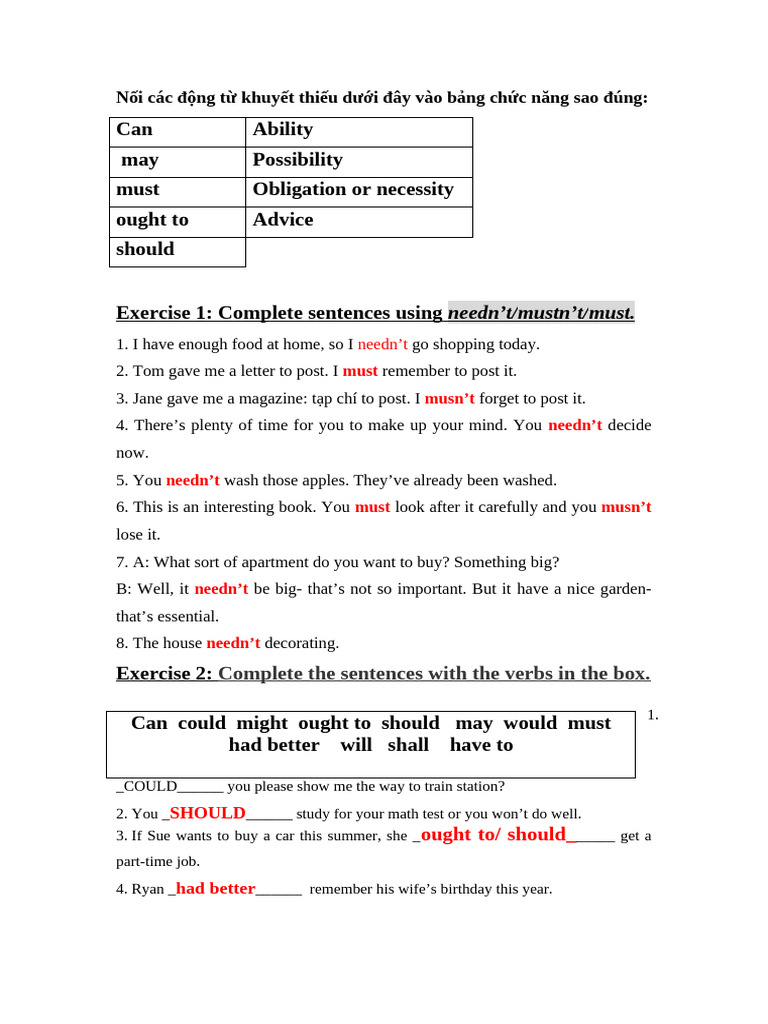 (EX) Modal Verb | PDF