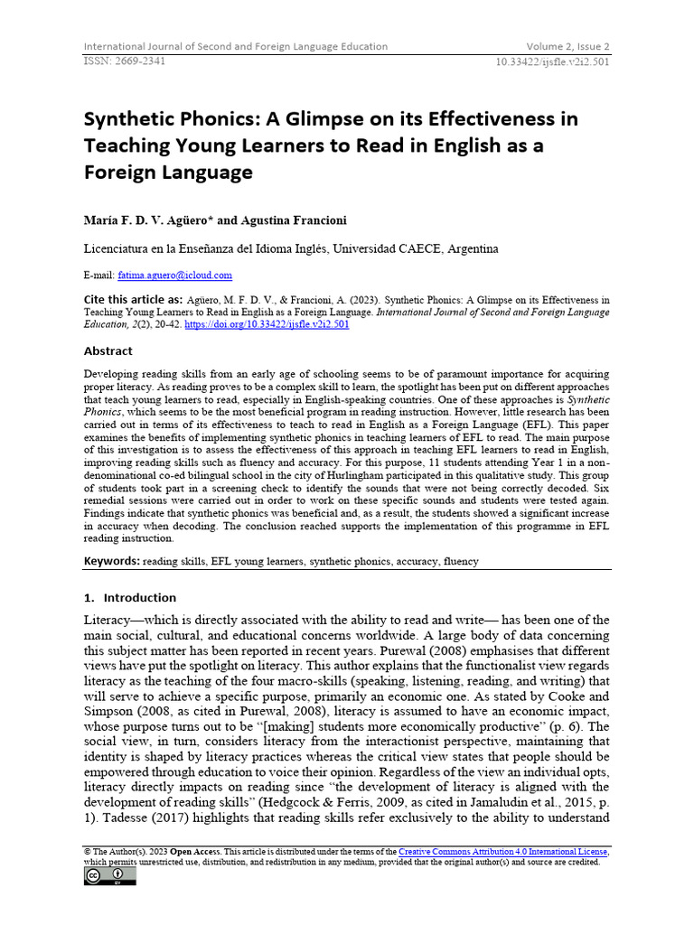 Effectiveness of Synthetic Phonics in EFL Reading | PDF | Phonics ...