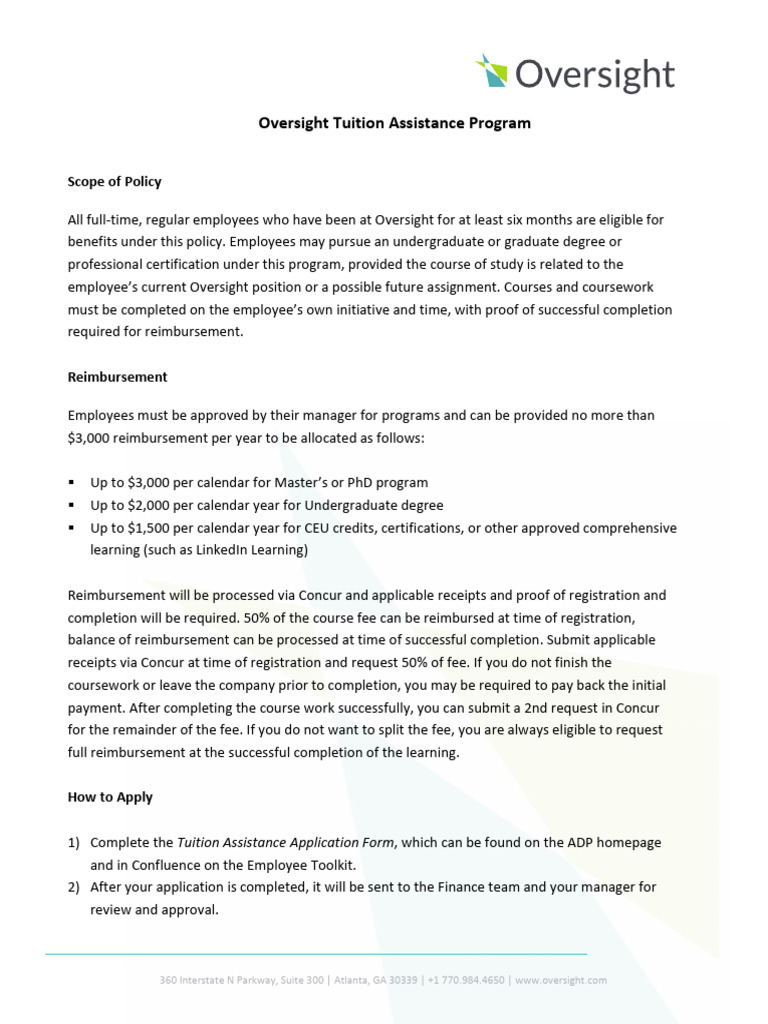 Tuition Assistance Program - 2024 Updated | PDF
