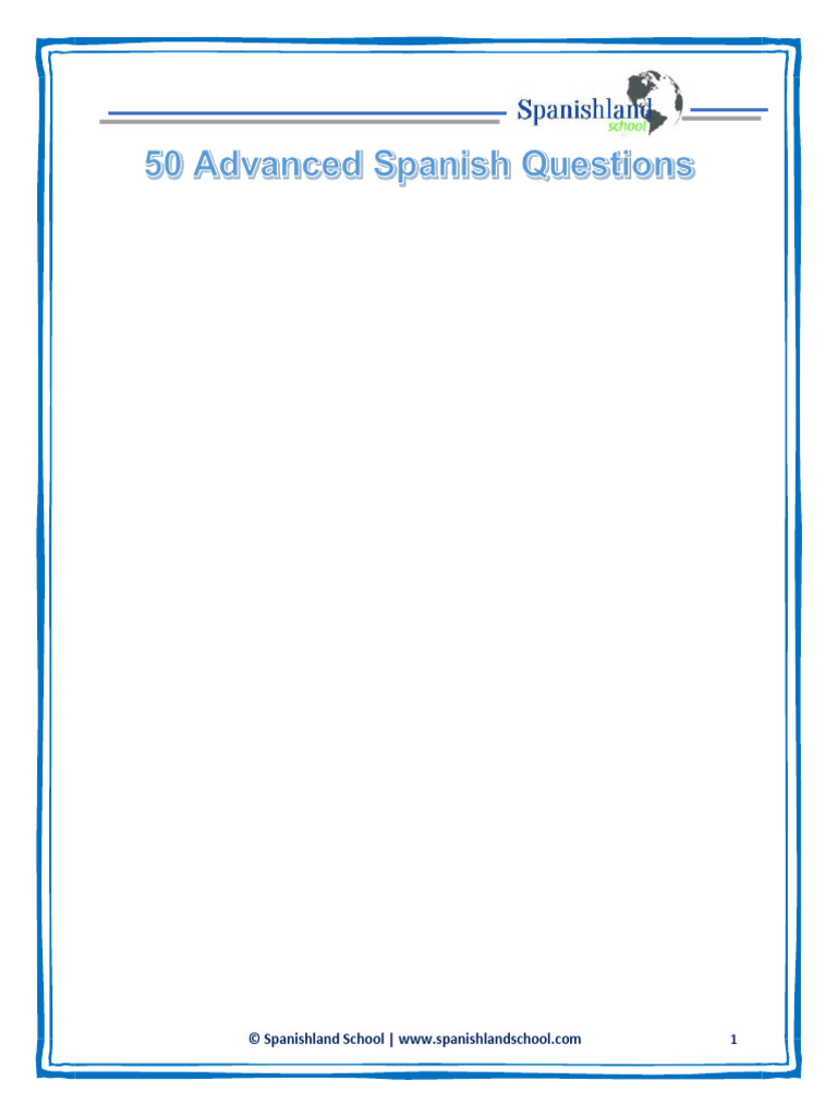 50 Advanced Spanish Questions Cheat Sheet | PDF | Social Science