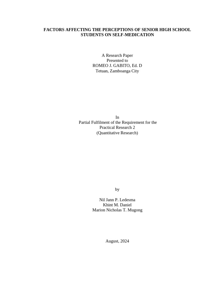 Factors Affecting The Perceptions of Senior High School Students On ...