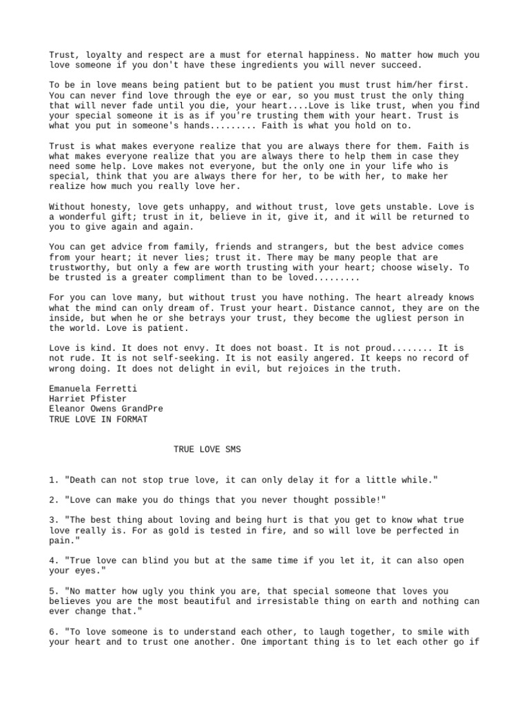 Trues Love and Trust | PDF