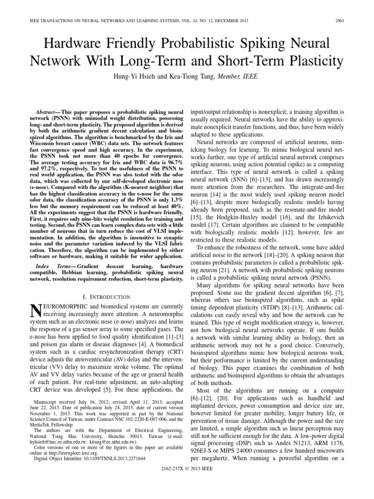 Hardware Friendly Probabilistic Spiking Neural Network With Long-Term ...
