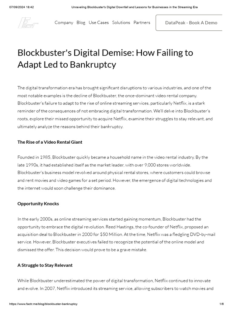 Blockbuster's Digital Transformation Failure | PDF | Streaming Media ...