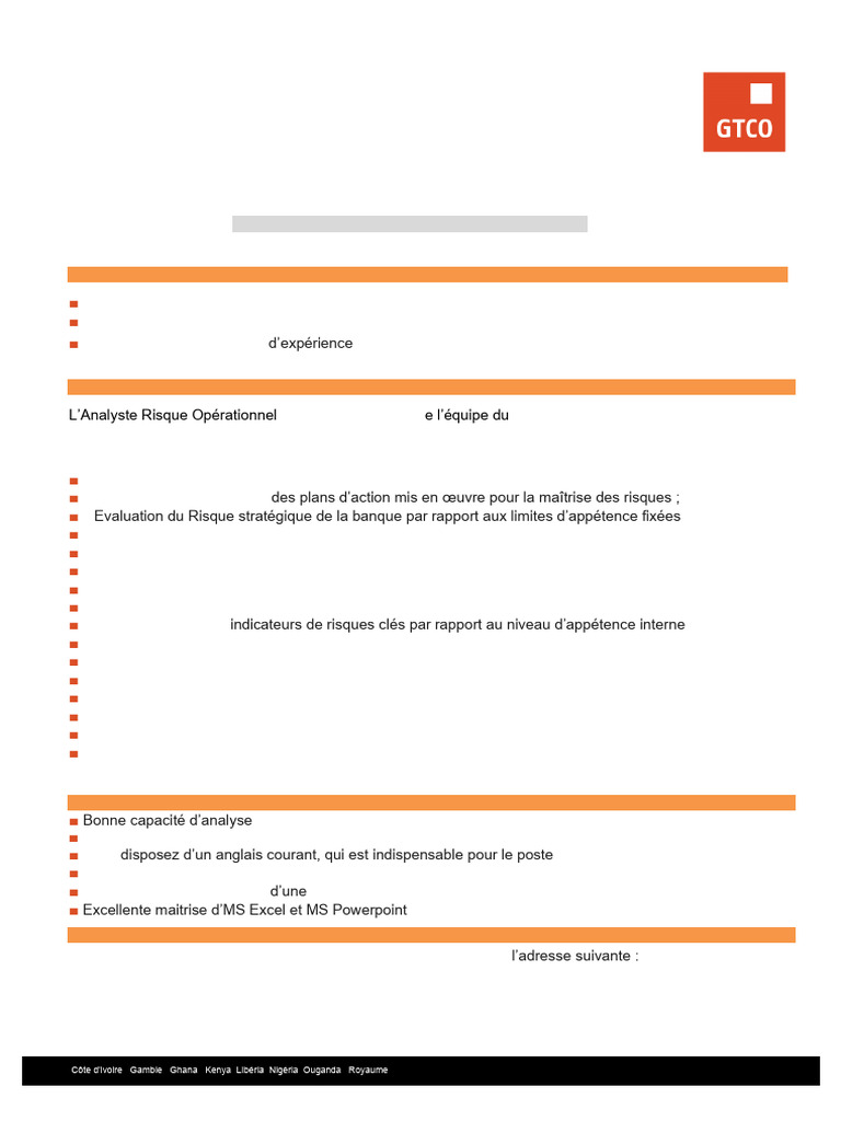 Offre Analyste Risque Operationnel | PDF