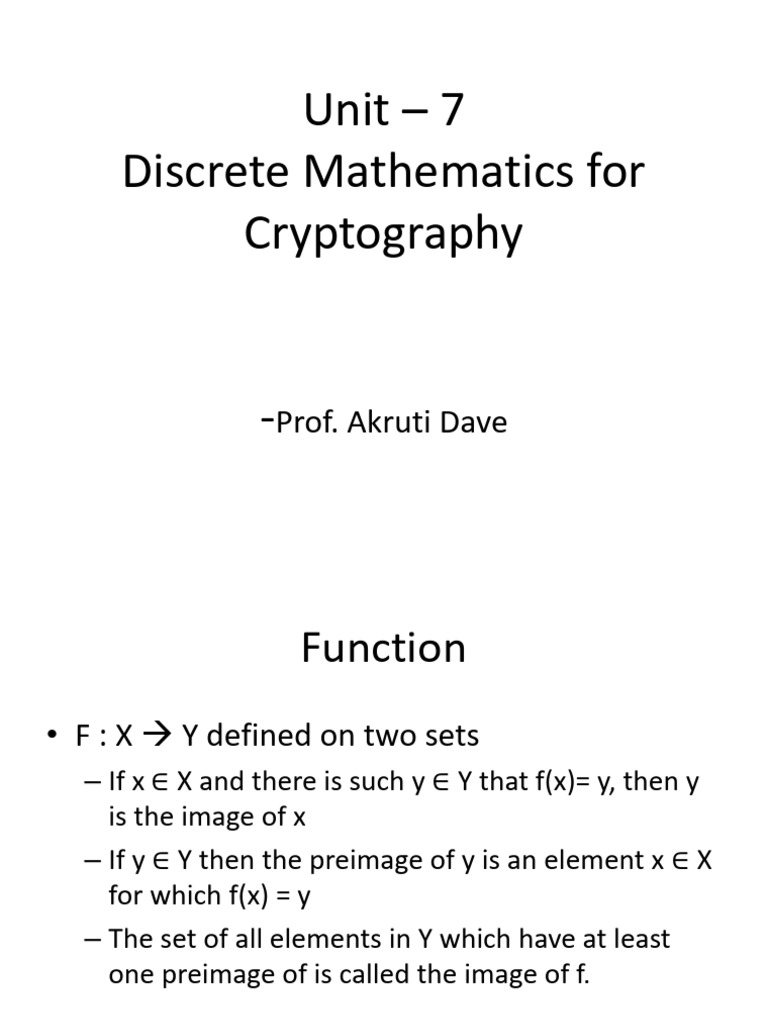 Unit 7 Discrete Maths For Cryptography - 1 | PDF