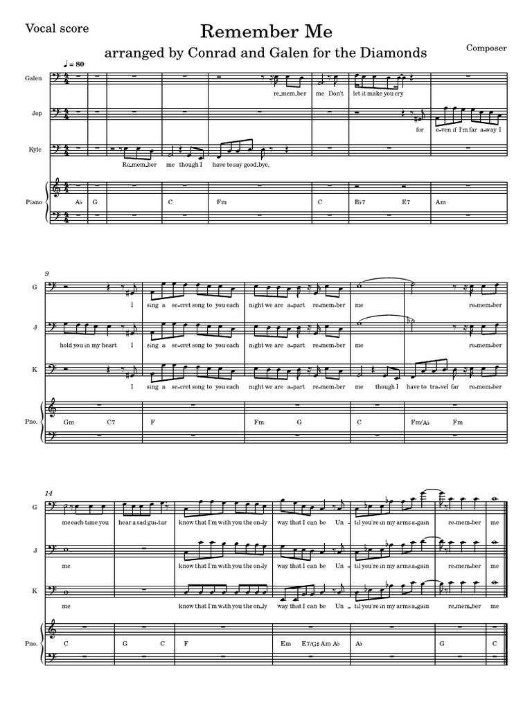 Remember Me from Coco Pixar PDF