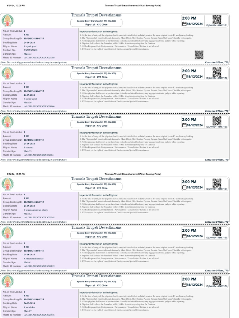 Tirumala Tirupati Devasthanams (Official Booking Portal) | PDF