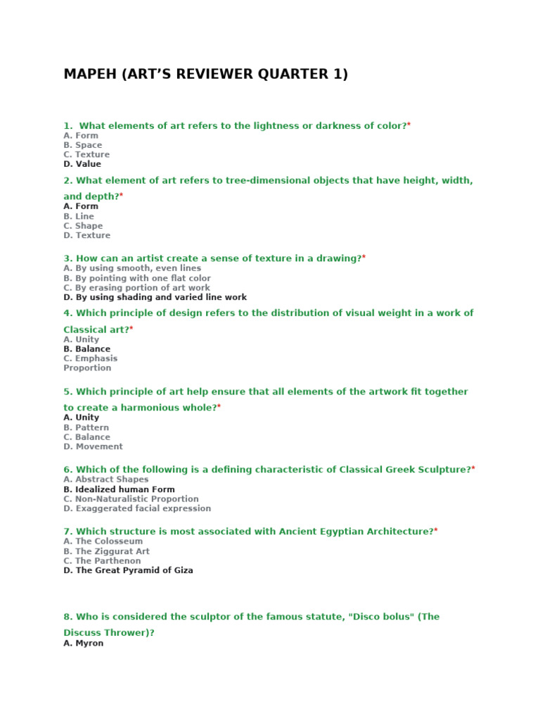 9 Arts Reviewer Quarter 1 | PDF