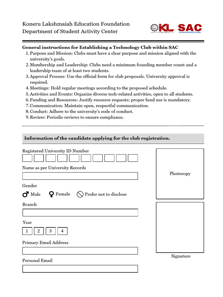 Club Application | PDF