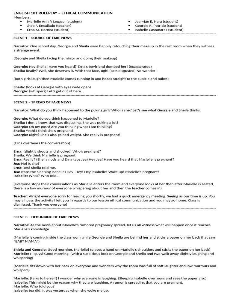 English 101 Roleplay | PDF