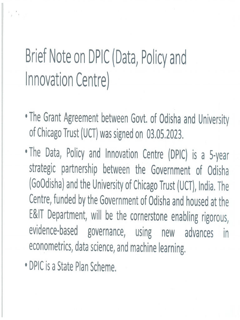Brief Note On Data Policy and Innovation Centre | PDF