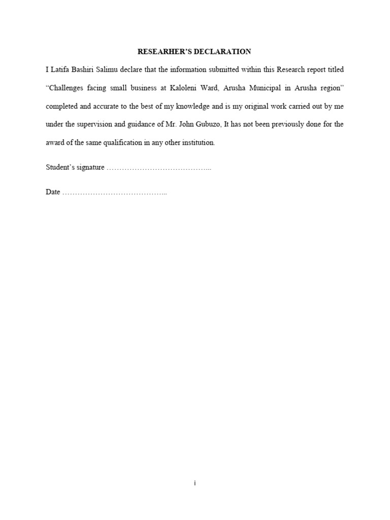 Researher'S Declaration | PDF