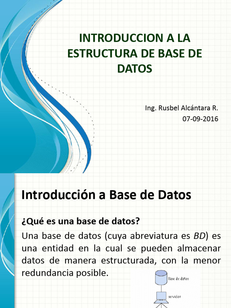 Unidad 1-Introduccion A La Estructura de Base de Datos | PDF