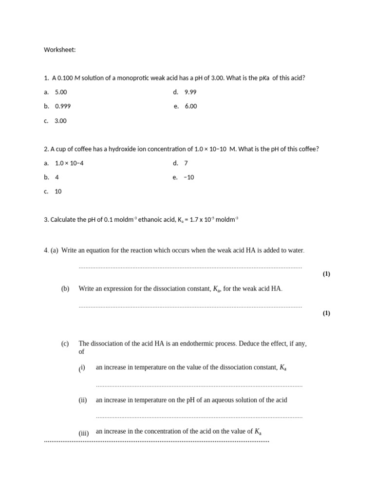 Worksheet 1 | PDF