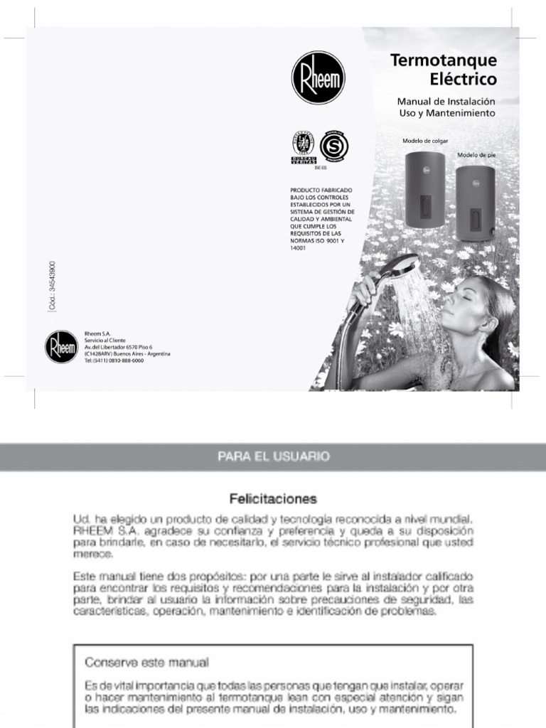 Manual Rheem Eléctrico | PDF