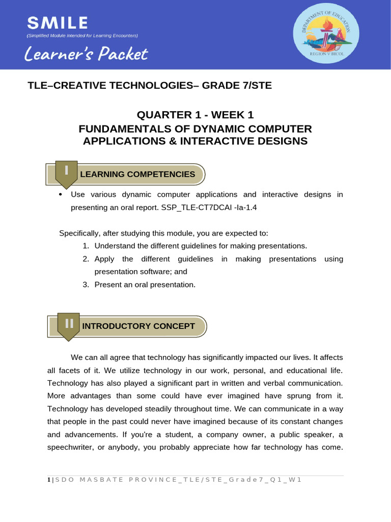 Creative Technology Q1 Lesson 1 Week 1-Jamisola - FUNDAMENTALS OF ...