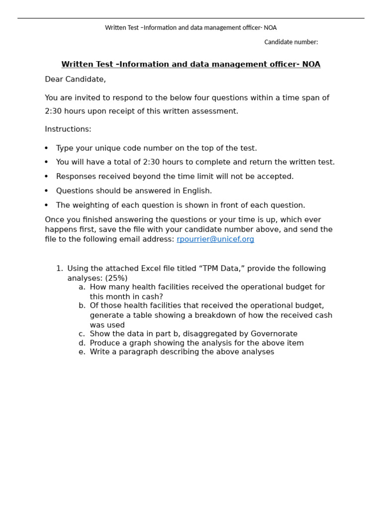 Monitoring Data MGMT Written Test Questions | PDF