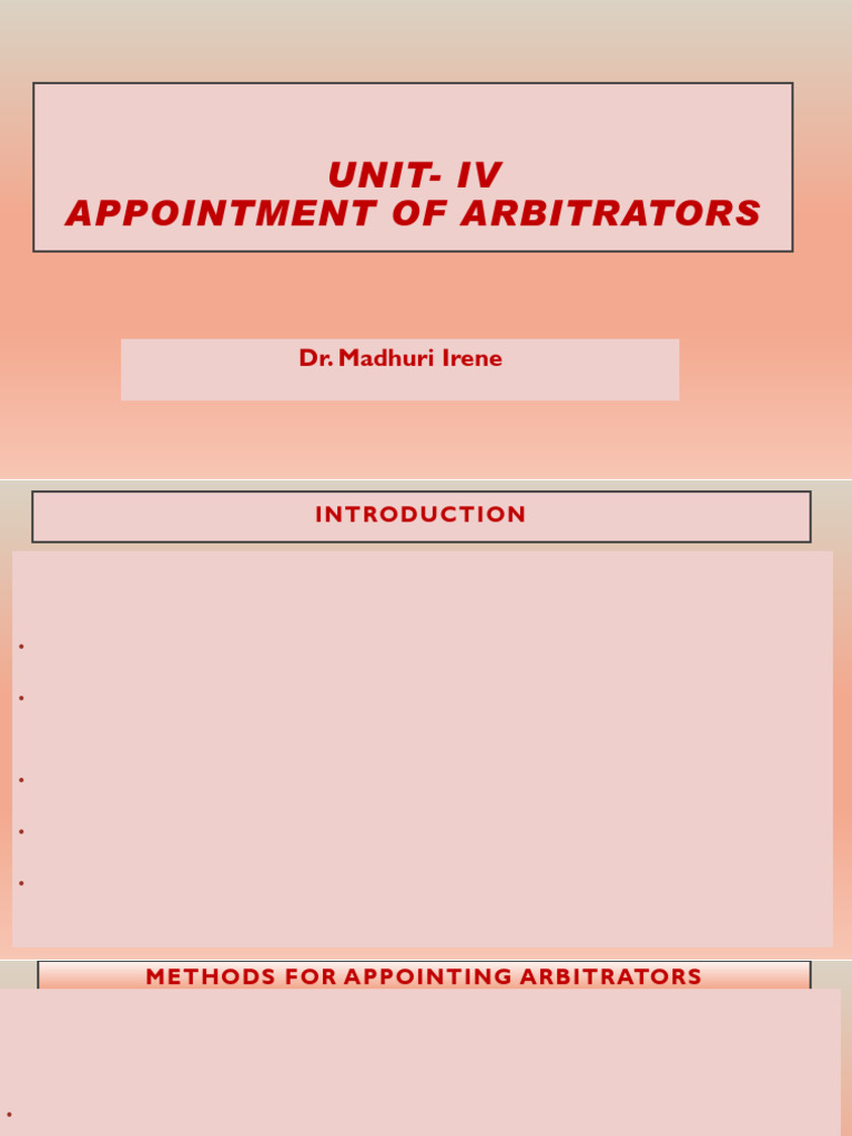 Appointment of Arbitrators Explained | PDF | Alternative Dispute ...